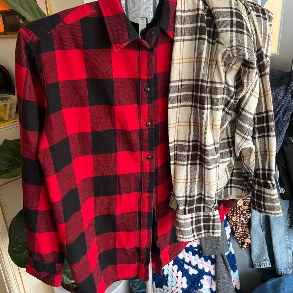 Pair of two gap Plaid flannel big Shirts